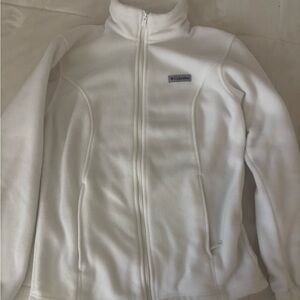 Columbia White Full-Zip Teddy Fleece Jacket